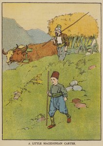 En liten makedonsk vagn (färg litho) av English School