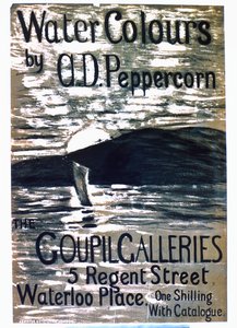 En affisch som tillkännager A.D. Pepercorns Watercolor show på Goupil Galleries