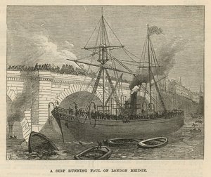 Ett fartyg som springer längs London Bridge av English School