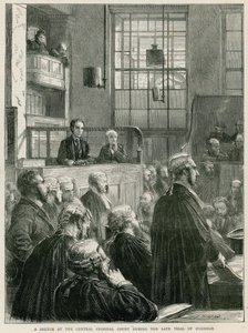 En skiss vid Central Criminal Court under den sena rättegången mot O