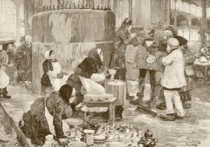 Ett soppkök i Paris på 1800-talet (litho) av English School