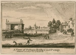 Utsikt över Fulham Bridge och Putney av English School