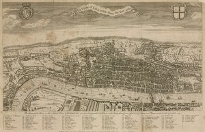 En vy över London omkring år 1560 av English School