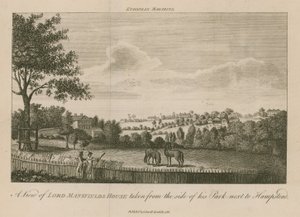 En vy av Lord Mansfields House från sidan av hans park bredvid Hampstead av English School
