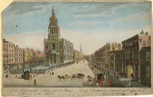 En vy av Somerset House och St Marys Church i Stranden av English School