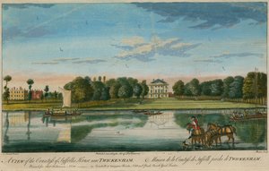 En vy av grevinnan av Suffolks hus nära Twickenham av English School