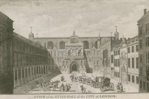 En vy av Guildhall of the City of London av English School