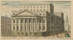 En vy av Mansion House, uppfört för residenset för Lord Mayors of London av English School