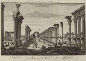En västra vy av ruinerna av det stora templet i Palmira av English School