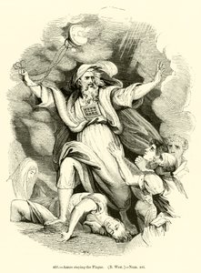 Aron stannar vid pesten, B West, Numbers xvi (gravyr) av English School