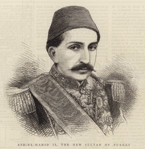 Abd-ul-Hamid II, den nye sultanen av Turkiet (gravyr) av English School