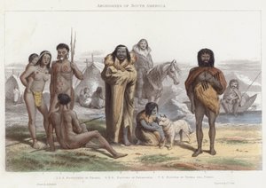 Sydamerikas aboriginer (färgad gravyr) av English School