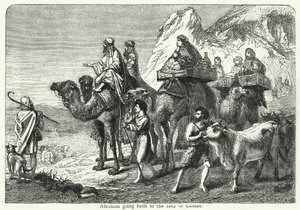 Abraham går ut till Kanaans land (gravyr) av English School