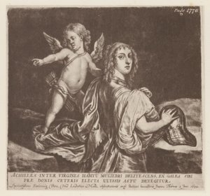 Akilles och Amor (litho) av English School