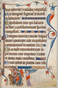 Lägg till. 42130, f.101, Psalm 54, Ärkeänglar som slåss mot djävulen, från 