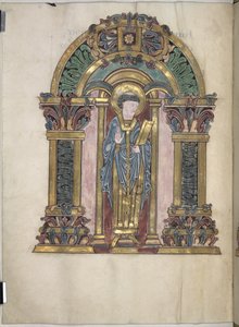Lägg till. 49598, f.97v, St Swithun, Benedictional of St Aethelwold, 971-984 (vellum) av English School