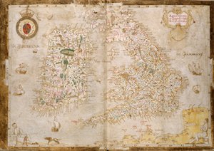 Lägg till. 62540, ff.3v-4, Karta över Storbritannien och Irland, från 