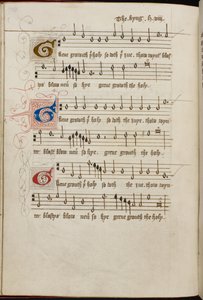 Lägg till MS 31922, f. 37v, Henry VIIIs "Green Growth the Holly" (vellum) av English School