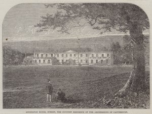 Addington House, Surrey, ärkebiskoparnas lantresidens av Canterbury (gravyr) av English School