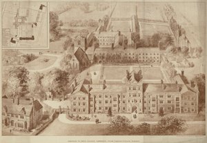 Tillägg till Jesus College, Cambridge (gravyr) av English School