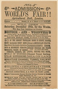 Inträde till Worlds Fair, Agricultural Hall, Islington, 188485 av English School