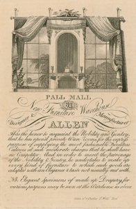 Annons för Allens nya möbellager, 61 Pall Mall, London av English School