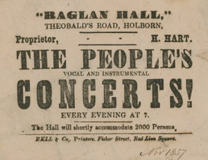 Annons för The Peoples Vocal and Instrumental Concerts, Raglan Hall av English School
