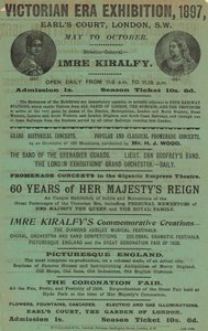 Annons för Victorian Era Exhibition, 1897, på Earls Court av English School