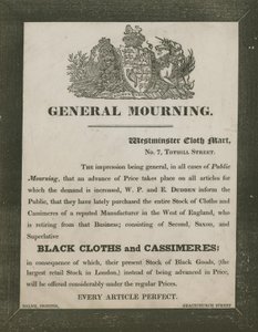 Annons för W P och E Dudden, Westminster Cloth Mart, 7 Tothill Street av English School