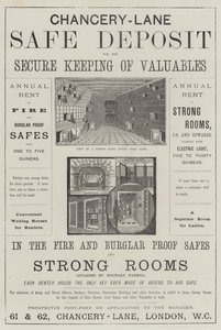 Annons, Chancery-Lane Safe Deposit (gravyr) av English School