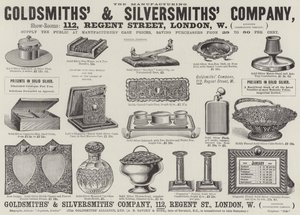 Annons, guldsmeds- och silversmedsföretag (gravyr) av English School