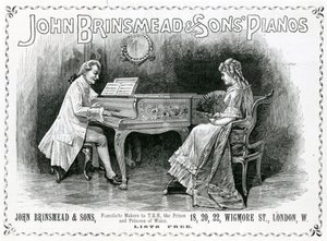 Annons, John Brinsmead and Sons Pianos, Illustration för The Graphic, 4 juli 1891 (gravyr) av English School
