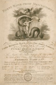 Annons för Ackermann, Stardy & Co., Patent Water-Proof Manufactories av English School