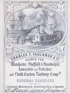 Annons för Charles T Faulkner and Company, agenter för järnvägsföretag (litho) av English School
