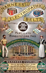 Annons för "Harness" Electropathic Belts" av English School