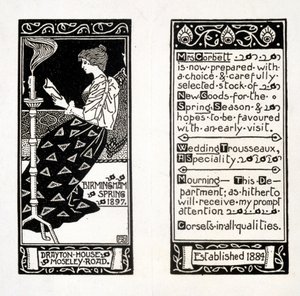 Annons för Mrs Corbett på Drayton House, Birmingham, 1897 av English School