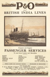 Annons för P och O och British India Lines (färg litho) av English School