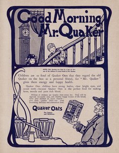 Annons för Quaker Oats frukostflingor (litho) av English School