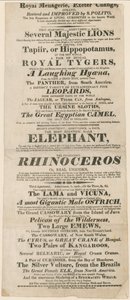 Annons för Royal Menagerie, Exeter Change av English School