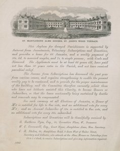 Annons för St Marylebone Alms Houses av English School