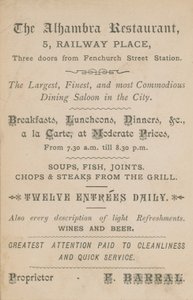 Annons för restaurangen Alhambra av English School