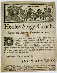 Annons för Henley Stage Coach, 1717 av English School
