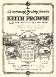 Annons för biljettbokningstjänster från Keith Prowse & Co, Ltd (litho) av English School