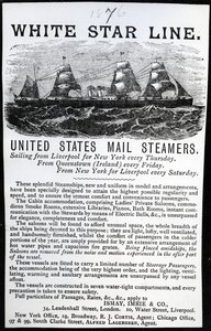Annons för White Star Line, 1876 (tryckt papper) av English School