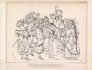 Aeneas Silvius, kardinalbiskop av Siena, sedermera påve Pius II (gravyr) av English School