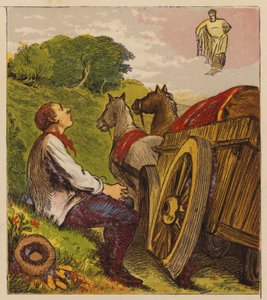 Aesops Fables: Hercules and the Wagoner (färg litho) av English School