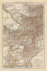 Afghanistan och Baluchistan (färglitografi) av English School