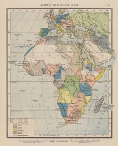 Afrika, politisk karta (färglitografi) av English School