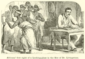 Afrikanernas första anblick av ett Looking-glass i Dr Livingstones hydda av English School