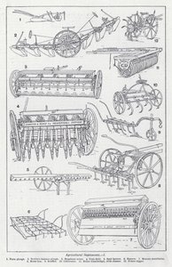 Jordbruksredskap (litho) av English School